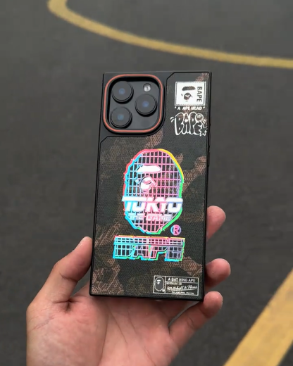 猿人頭方形電鍍磨砂黑色手機殼-ZUIHANG SHOP